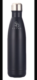 SDARO Edelstahlflasche 750ml in Schwarz mit Silberdeckel